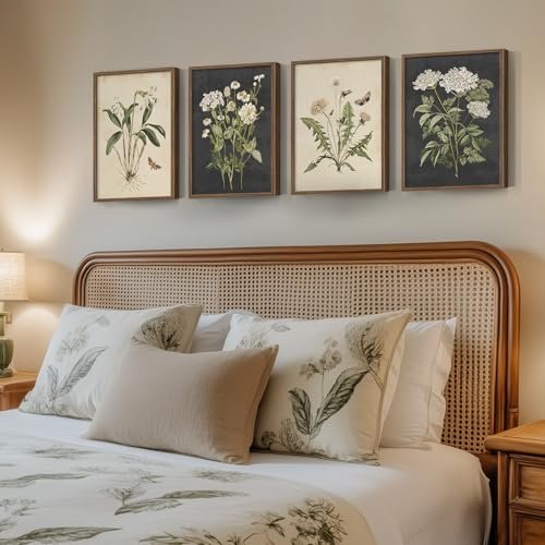 51D2l1fnpLL._SL500_.jpg Rustic Floral Canvas Wall Art Set: 4 Vintage Botanical Prints for Living Room, Dining Room, and More. - Image 3