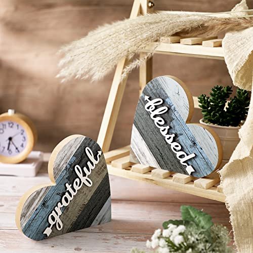 51Ea0wYnVQL._SL500_.jpg Jetec 2-Piece Rustic Wooden Heart Decor for Living Room Centerpieces – Farmhouse Home Gifts! - Image 6
