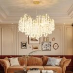 VBKK 32" Coastal Gold Chandelier: 10-Light Crystal Fixture for Dining, Living Room, Bedroom, and Entryway. - Image 6