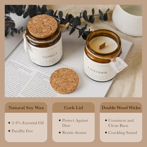 51HUjBrBbwL._SL500_.jpg Aeviva Vanilla Aromatherapy Candle 7.05 oz - Natural Soy Wax with Wooden Wick for Home Stress Relief Gifts. - Image 3