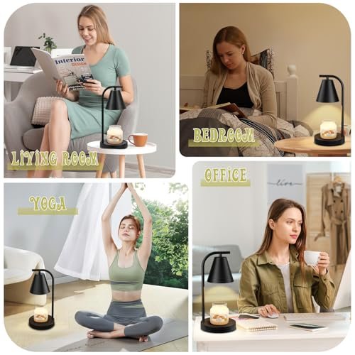 51HzxXAeqIL._SL500_.jpg Black Candle Warmer Lamp with Timer, Electric Wax Warmer, 2 Bulbs - Perfect New Home & Women's Gift! - Image 5