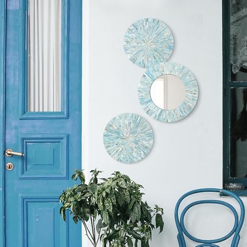 51IT-8fzGIL._SL500_.jpg TEIPAI Beach Mirror Wall Art Set - 3PCS Handmade Coastal Decor for Living Room, Bedroom & Bathroom. - Image 6