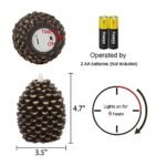 Wondise Flameless Candles with Timer - Real Wax Pine Cone Design, Battery Operated, Set of 2 (Brown, 3.5" x 4.7") for Holiday Decor. - Image 2