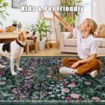 8x10 Floral Washable Area Rug: Vintage Soft Boho Non-Slip, Stain-Resistant for Living Room & More - Image 7