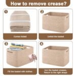 OIASKET Woven Decorative Storage Baskets - 4-Pack for Organizing Books, Towels, Clothes, 12.7''Lx9''Wx7.8''H, Brown - Image 7