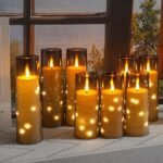 Kakoya Flameless LED Candles with Timer – 9-Pc Flickering Set for Romantic Ambiance and Home Décor. Grey Acrylic Shell with Embedded Star String, Battery Operated. - Image 6