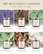 AOOVOO 6PC Scented Candle Set - Soy Aromatherapy Candles in Lavender, Vanilla, Eucalyptus, Sage, Jasmine, Sandalwood. Perfect for Home Fragrance. - Image 4
