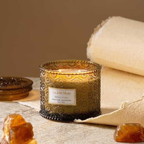 51KkOFXHn6L._SL500_.jpg LA JOLIE MUSE Amber Candle – Large 2-Wick Soy Candle for Home, 60-Hour Burn, Perfect Gift for All, 12oz. - Image 2