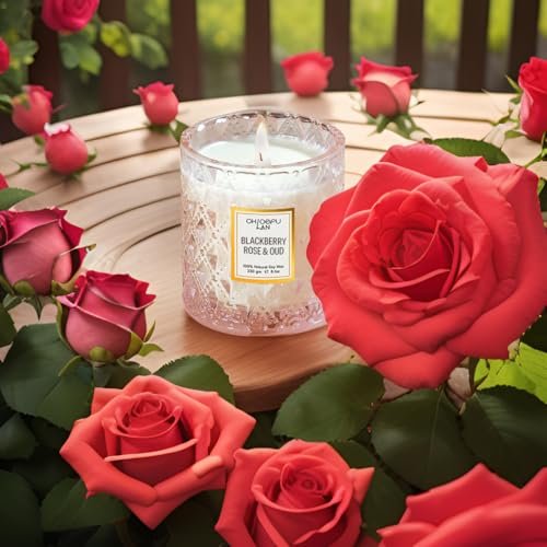 51Kptn1-yQL._SL500_.jpg Chloefu LAN Rose & Oud Scented Candle - Perfect Mother's Day Gift, 55-Hour Burn, 100% Natural Soy Wax, Pink Home Decor. - Image 5