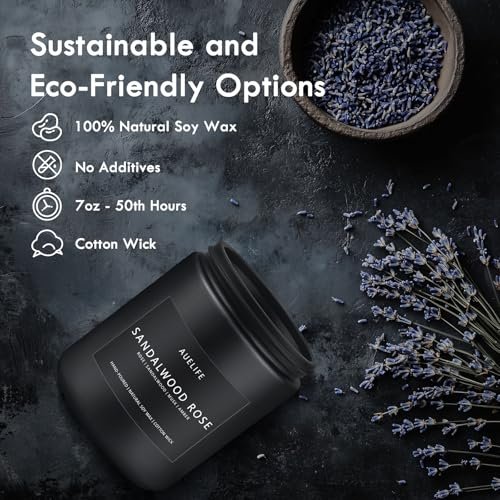 51L2fTfpeUL._SL500_.jpg Sandalwood Rose Candle | Aromatherapy Soy Candle for Home | Perfect Gift for Men & Women - 7oz - Image 4