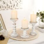Set of 3 Rustic Romadedi Wood Candle Holders for Pillar Candles - Tall, Whitewashed Decor for Home, 3.9"/6"/8.3" - Image 8
