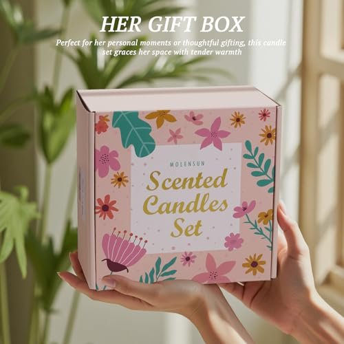 51Mv0W0ULIL._SL500_.jpg Molensun 4-Pack Home Scented Candles: Long-Lasting Soy Gift Set for Mother's Day 28oz - Lavender, Lemon Eucalyptus, Sage Citrus, Vanilla Cupcake. - Image 4