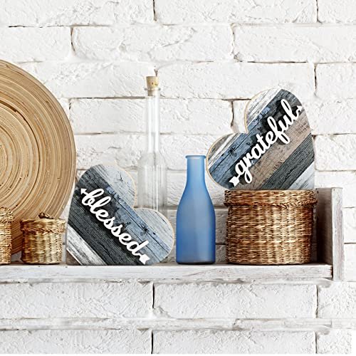 51NFkZewPVL._SL500_.jpg Jetec 2-Piece Rustic Wooden Heart Decor for Living Room Centerpieces – Farmhouse Home Gifts! - Image 4