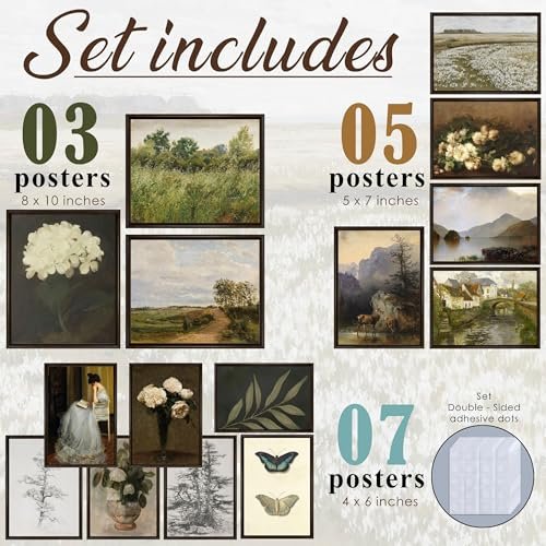 51NSI8dixpL._SL500_.jpg LANCHI95 15-Piece Vintage Wall Art Set, Eclectic Prints for Bedroom, Moody French Country Decor (Unframed) - Image 2
