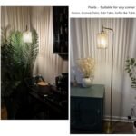Oneach 66" Gold Floor Lamp: Boho Rattan Shade Lamp with LED Bulb & Foot Switch for Home & Office. - Image 2
