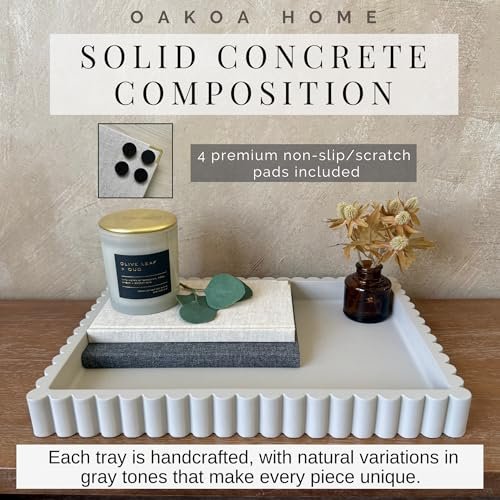 51Ows-ZjkbL._SL500_.jpg OAKOA Decorative Concrete Tray for Coffee Tables - Stylish Ottoman Tray for Living Room Décor - Image 5