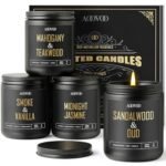 AOOVOO Scented Candles for Men - 4 Pack Candles for Home Scented, 36oz Soy Wax, 200 Hour Burn Time, Men Candle Set, Sandalwood Oud/Mahogany Teakwood/Smoke Vanilla/Jasmine Candle Set A