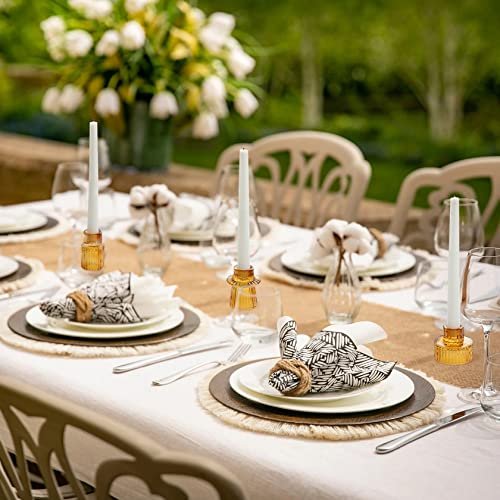 51Qicr6BWKL._SL500_.jpg Vixdonos Amber Taper Glass Candlestick Holders for Tealights – Perfect for Weddings, Parties & Centerpieces (Set of 3) - Image 7