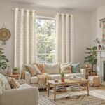 BGment Beige Linen Curtains - 2 Panels, 52 x 84 Inch, French Country Leaf Jacquard, Boho Vintage, Light Filtering Semi-Sheer. - Image 2