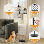 GHOOCEMLUX 68" Dimmable Farmhouse Floor Lamp with Metal Cage, Ideal for Living Room & Office (2000LM LED Bulbs) - Black - Image 5