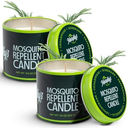 Murphy's Naturals Mosquito Repellent Candles: Citronella & Essential Oils, 9oz, Murphy's Naturals Mosquito Bug Repellent Candles for Outdoor Patio, Citronella & Essential Oils, Soy/Beeswax Blend, 30-Hour Burn Time, 9 Ounce, 2-Pack
