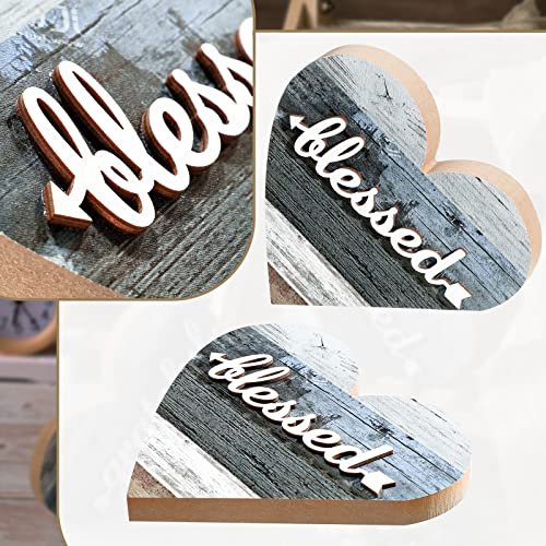 51T7axxgQIL._SL500_.jpg Jetec 2-Piece Rustic Wooden Heart Decor for Living Room Centerpieces – Farmhouse Home Gifts! - Image 3