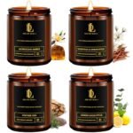 Scented Candles Set, Soy Candles for Home Scented, 4 Pack 28oz Candle Gifts for Men Women, Scents of Magnolia & Sandalwood/Moroccan Amber/Lemon Eucalyptus/Vintage Oak