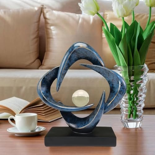 51TpicGG3lL._SL500_.jpg CECKQUE Modern Abstract Sculpture for Home Decor - Blue Resin Art for Living Room, Dining Room & Office. - Image 6