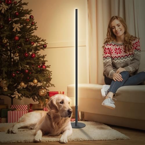 51UDmImtGQL._SL500_.jpg Marlrin Minimalist 57.8" LED Corner Floor Lamp, 2700K-6500K, Dimmable with Remote, Black. Ideal for Living Room or Bedroom. - Image 7