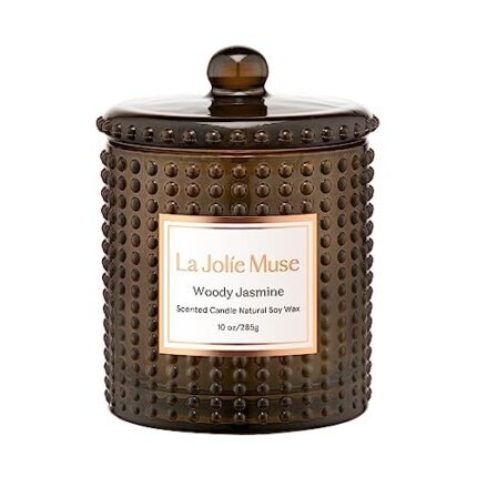 LA JOLIE MUSE Woody Jasmine Candles for Home Scented, Luxury Candles Gifts for Women, Mother's Day Gift, Natural Soy Wax, 75 Hours 10 OZ