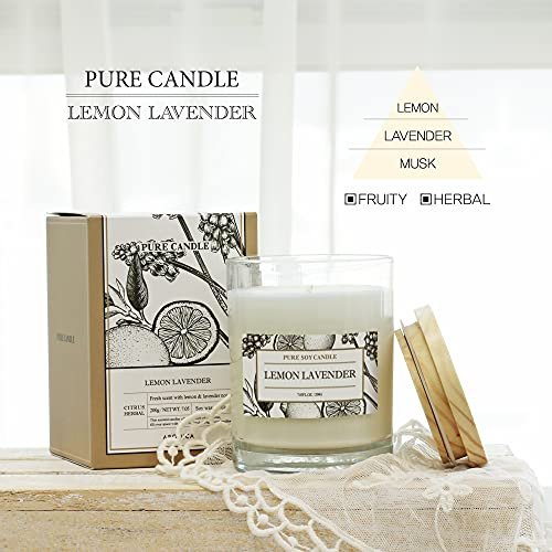 51UX4TC05bL._SL500_.jpg Aronica Organic Soy Candles: Lavender Lemon Essential Oil, Luxurious Spa Gift for Women, Energizing Aroma - Image 2