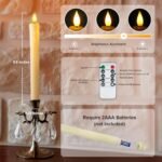 Homemory 9.6" Ivory LED Flameless Taper Candles with Remote Timer – Dripless, 3D Flickering Flame for Holidays. Perfect for Fireplace Decor! - Image 6