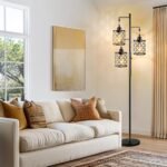 GHOOCEMLUX 68" Dimmable Farmhouse Floor Lamp with Metal Cage, Ideal for Living Room & Office (2000LM LED Bulbs) - Black - Image 6