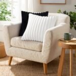 Set of 2 Pallene 18x18 Faux Fur Plush Throw Pillow Covers - Soft, Fluffy, Striped Decor for Couch or Living Room in White. - Image 4