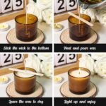 SUPMIND 12 Pack 4oz Amber Glass Candle Jars with Bamboo Lids, Labels & Stickers - Dishwasher Safe - Image 4