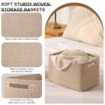 OIASKET Woven Decorative Storage Baskets - 4-Pack for Organizing Books, Towels, Clothes, 12.7''Lx9''Wx7.8''H, Brown - Image 3