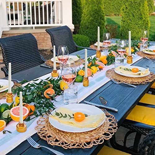 51VyybDhnHL._SL500_.jpg Vixdonos Amber Taper Glass Candlestick Holders for Tealights – Perfect for Weddings, Parties & Centerpieces (Set of 3) - Image 8