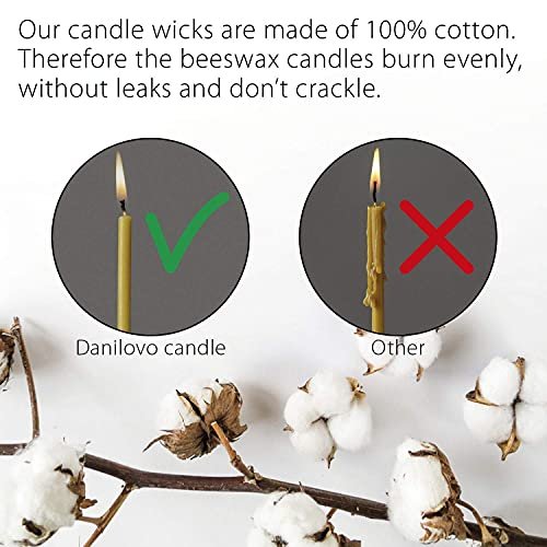 51WKdc3f1GL._SL500_.jpg Danilovo Pure Beeswax Candles - Honey-Scented Thin Tapers, 50 Pack, Drip-Free, Ideal for Birthdays & Church. 6.3 x 0.2 inch. - Image 6