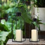HPC Decor Modern Farmhouse Lantern - Black Metal Candle with Timer & Flickering Light for Home & Outdoor Decor. Perfect for Living Room, Table, and Fireplace. - Image 4