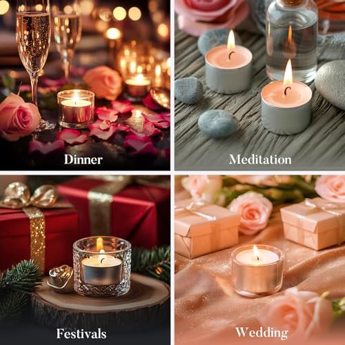 51XAhPIB1KL._SL500_.jpg 100 Pack Unscented Tea Candles - 8 Hour Burn Time for Shabbat, Weddings, Christmas & Home Decor - Image 5