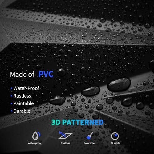 51Y74Y075L._SL500_.jpg Art3d 33-Pack 3D Diamond Wall Panels for Interior Decor, PVC Flower Texture, Black, 12"x12", 32 sq.ft. - Image 3
