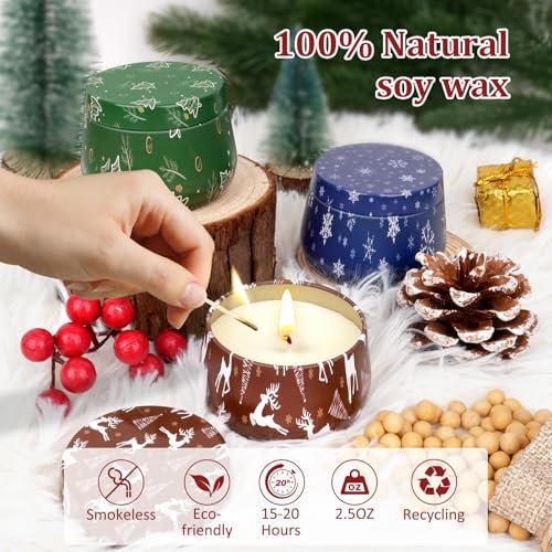 51Y0F2PR9LL._SL500_.jpg Festive 3-Pack Scented Soy Candles Gift Set for Men & Women - 7.5oz Holiday Home Scents - Image 3