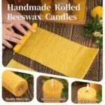 Hand-Rolled Pure Beeswax Pillar Candles, 3-Pack - Unscented, Smokeless, Dripless, 60-Hour Burn - Image 5