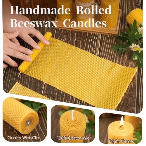 51Y2jg2f2IL._SL500_.jpg Hand-Rolled Pure Beeswax Pillar Candles, 3-Pack - Unscented, Smokeless, Dripless, 60-Hour Burn - Image 5