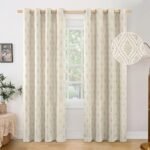 BGment Beige Linen Curtains - 2 Panels, 52 x 84 Inch, French Country Leaf Jacquard, Boho Vintage, Light Filtering Semi-Sheer. - Image 9