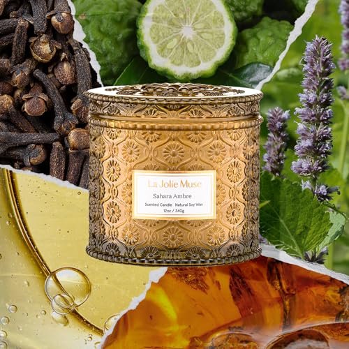 51YgejSbZHL._SL500_.jpg LA JOLIE MUSE Amber Candle – Large 2-Wick Soy Candle for Home, 60-Hour Burn, Perfect Gift for All, 12oz. - Image 3