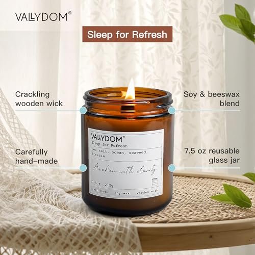51ZWCIHzIL._SL500_.jpg VALLYDOM Scented Candles, 7.5oz Relaxing Aromatherapy Candle with Wooden Wick—45hrs of Stress Relief for Men & Women. Perfect Birthday Gift! - Image 2