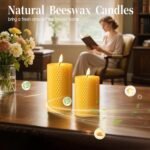 Hand-Rolled Pure Beeswax Pillar Candles, 3-Pack - Unscented, Smokeless, Dripless, 60-Hour Burn - Image 7
