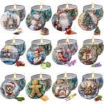 Yinuo Candle Christmas Scented Candles Gift Set – 12 Pack Long Lasting Soy Wax Holiday Candles in Decorative Tin Jars, Winter Home Decor, Relaxing Aromatherapy Gifts for Women & Friends