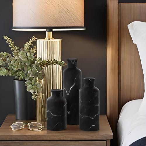 51aDeATM6eL._SL500_.jpg Creative Scents Black Marble Vase Set - Premium Home Decor for Pampas Grass & Flowers - Image 7